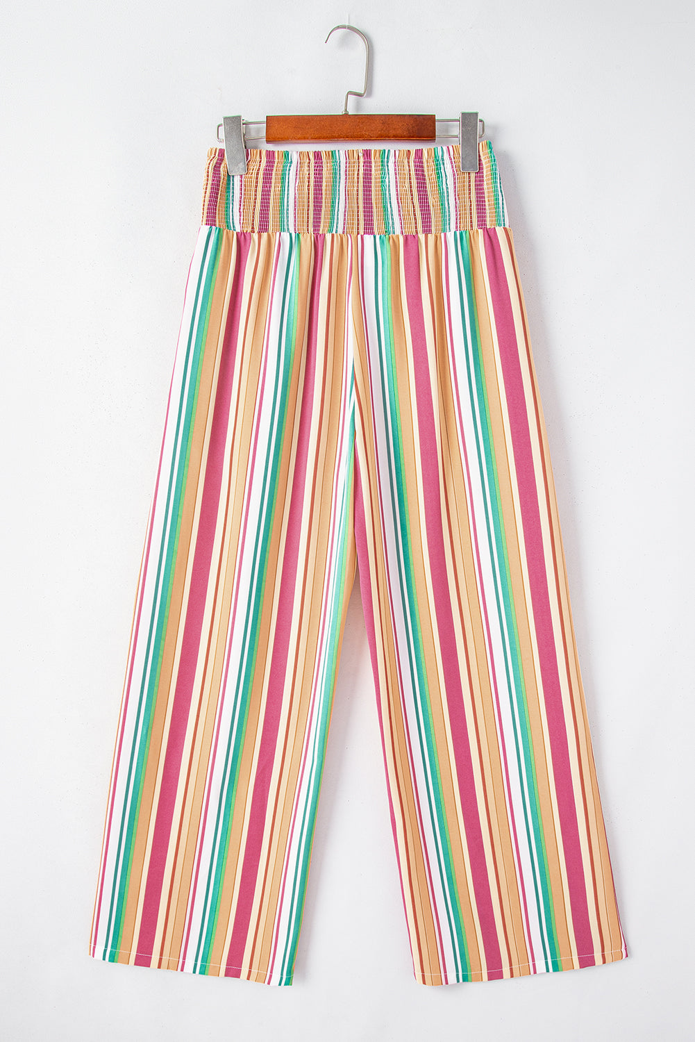 Felicity's Multicolor Striped Smocked High Waist Wide Leg Pants Blue Zone Planet