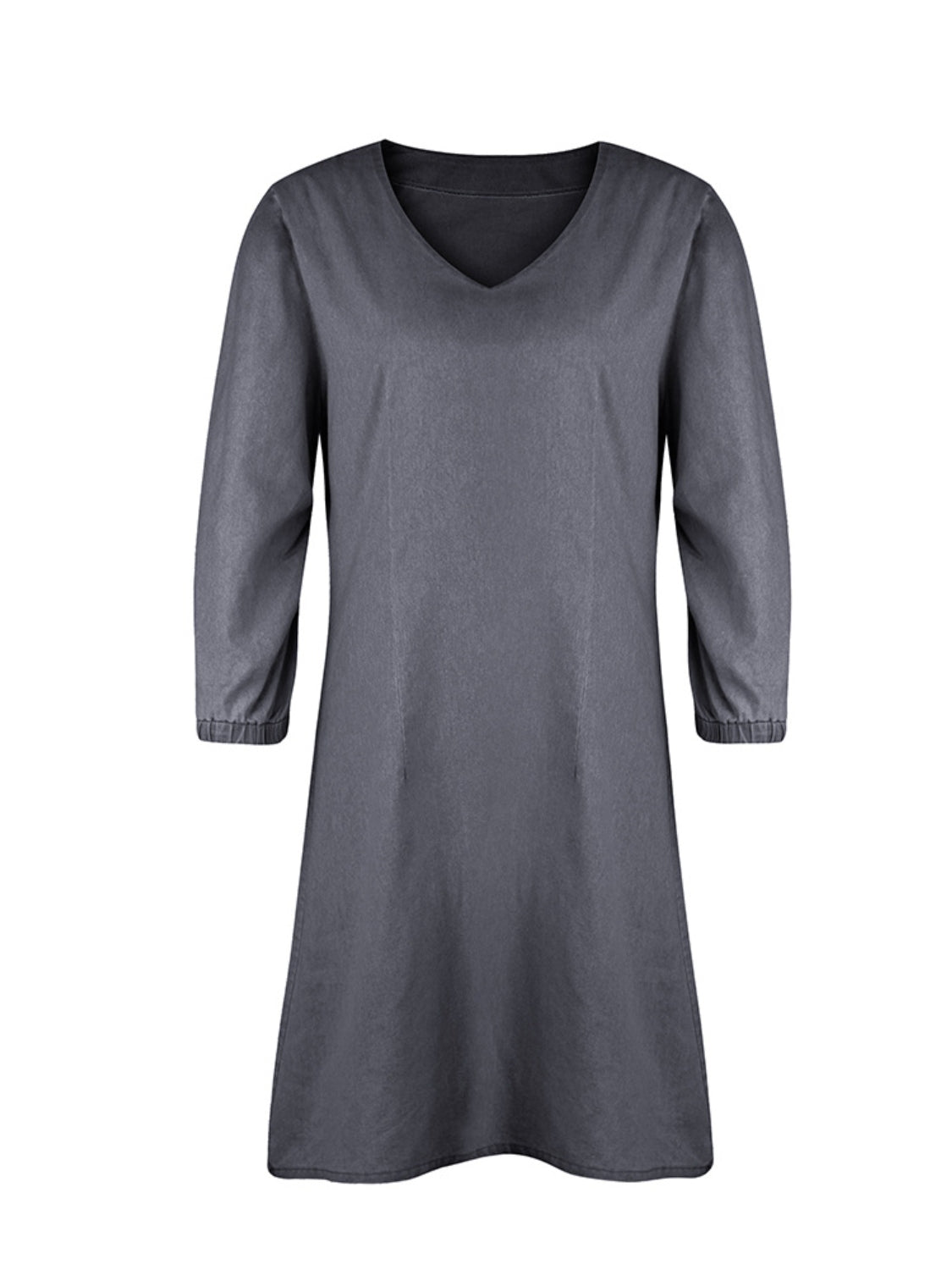 Full Size V-Neck Half Sleeve Denim Dress BLUE ZONE PLANET