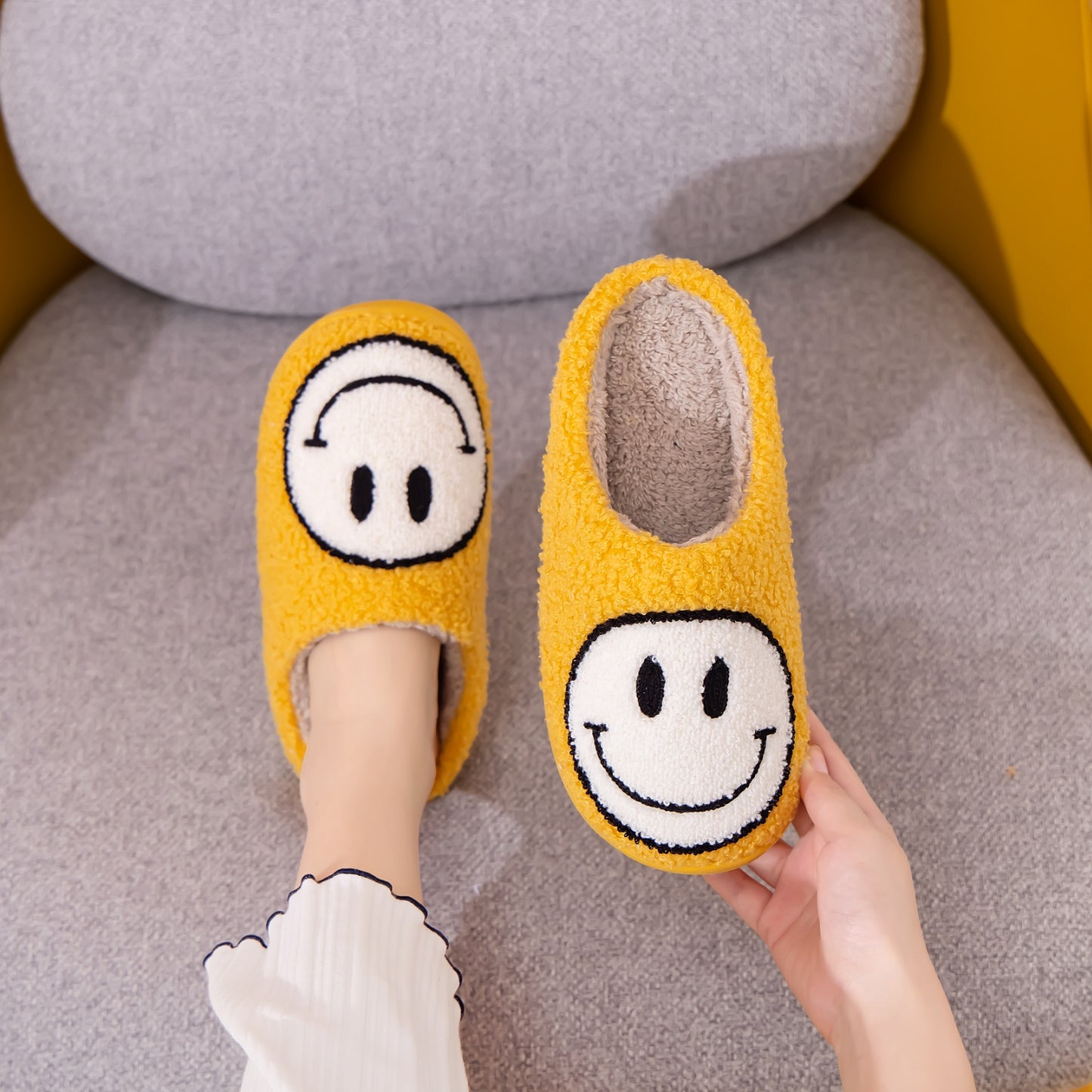 Blue Zone Planet | Melody Smiley Face Slippers BLUE ZONE PLANET