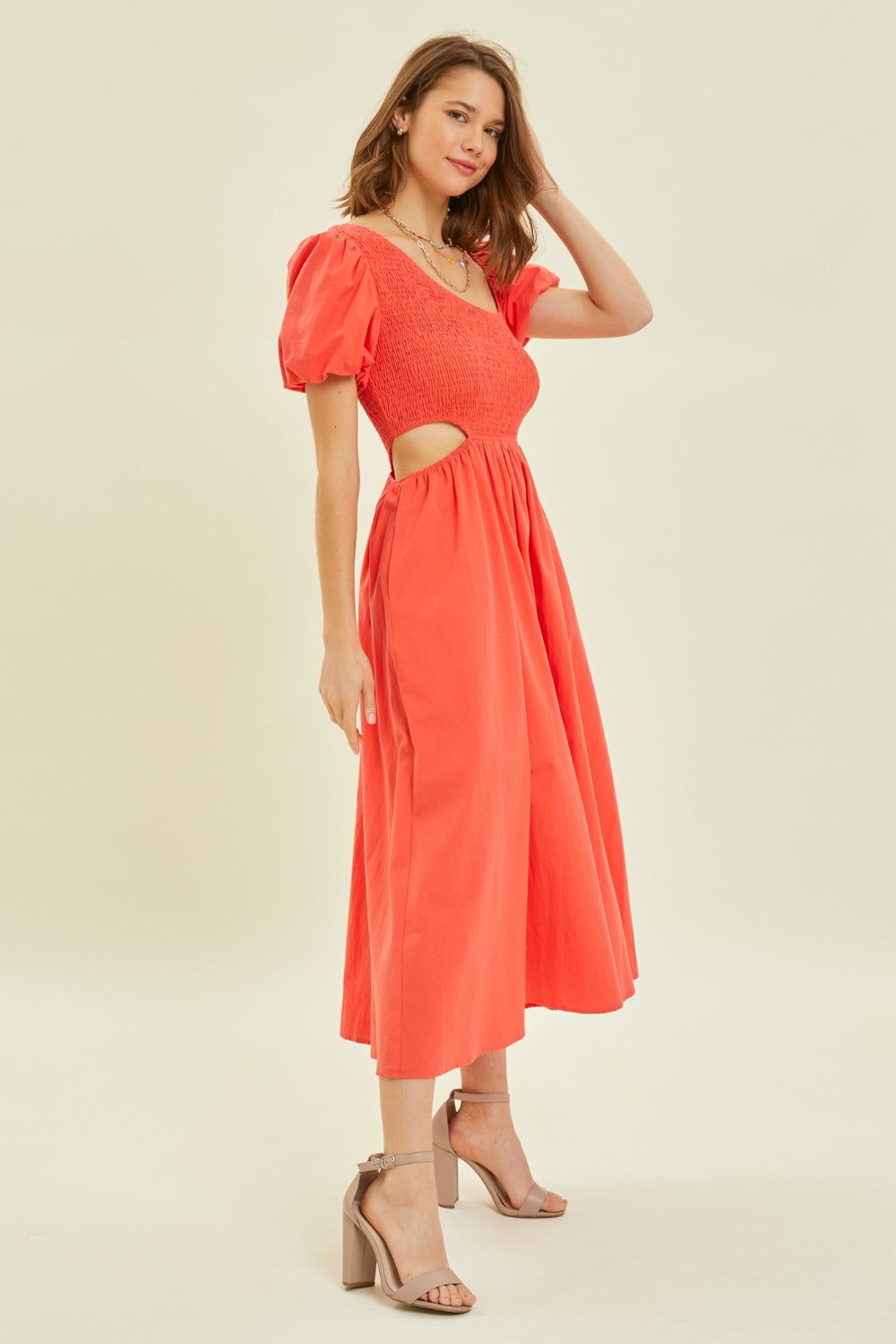 HEYSON Ivy's Smocked Cutout Midi Dress BLUE ZONE PLANET