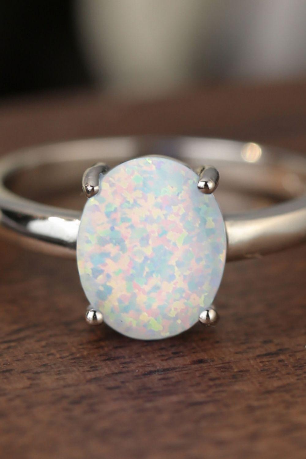 925 Sterling Silver Opal Solitaire Ring BLUE ZONE PLANET