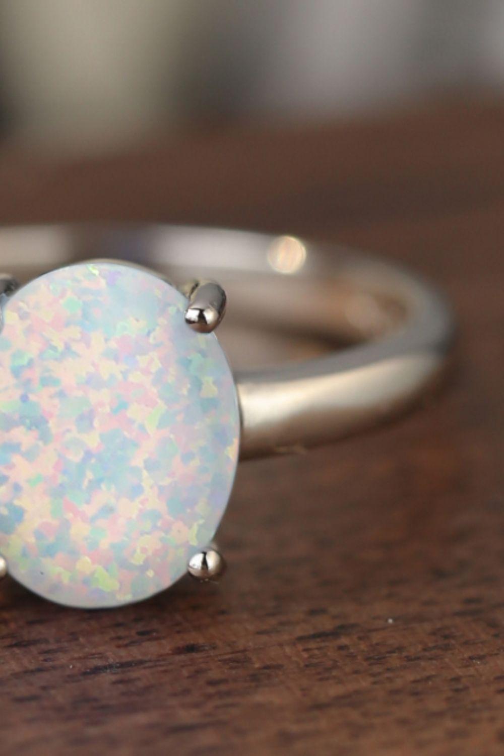 925 Sterling Silver Opal Solitaire Ring BLUE ZONE PLANET