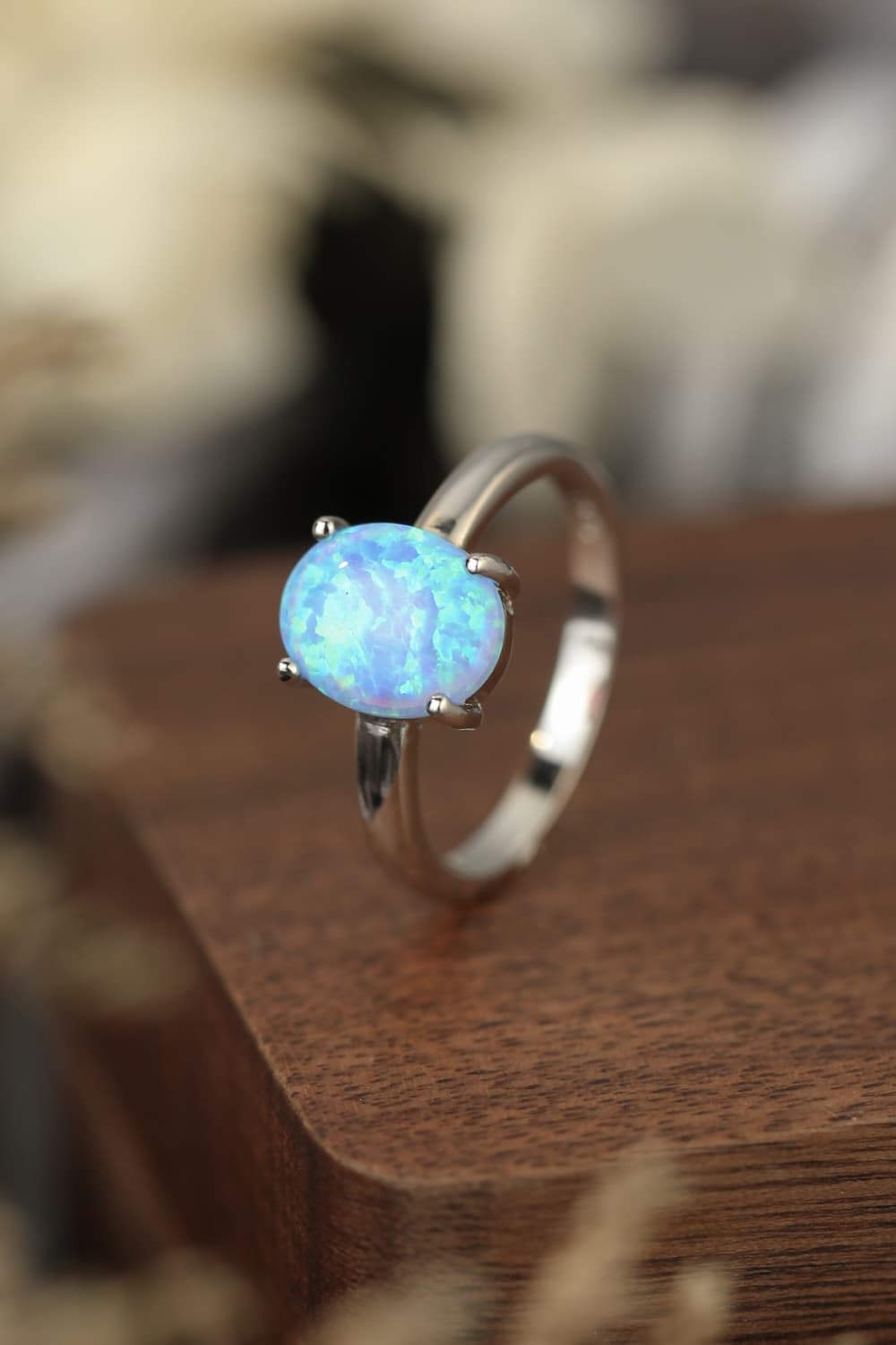 925 Sterling Silver Opal Solitaire Ring BLUE ZONE PLANET