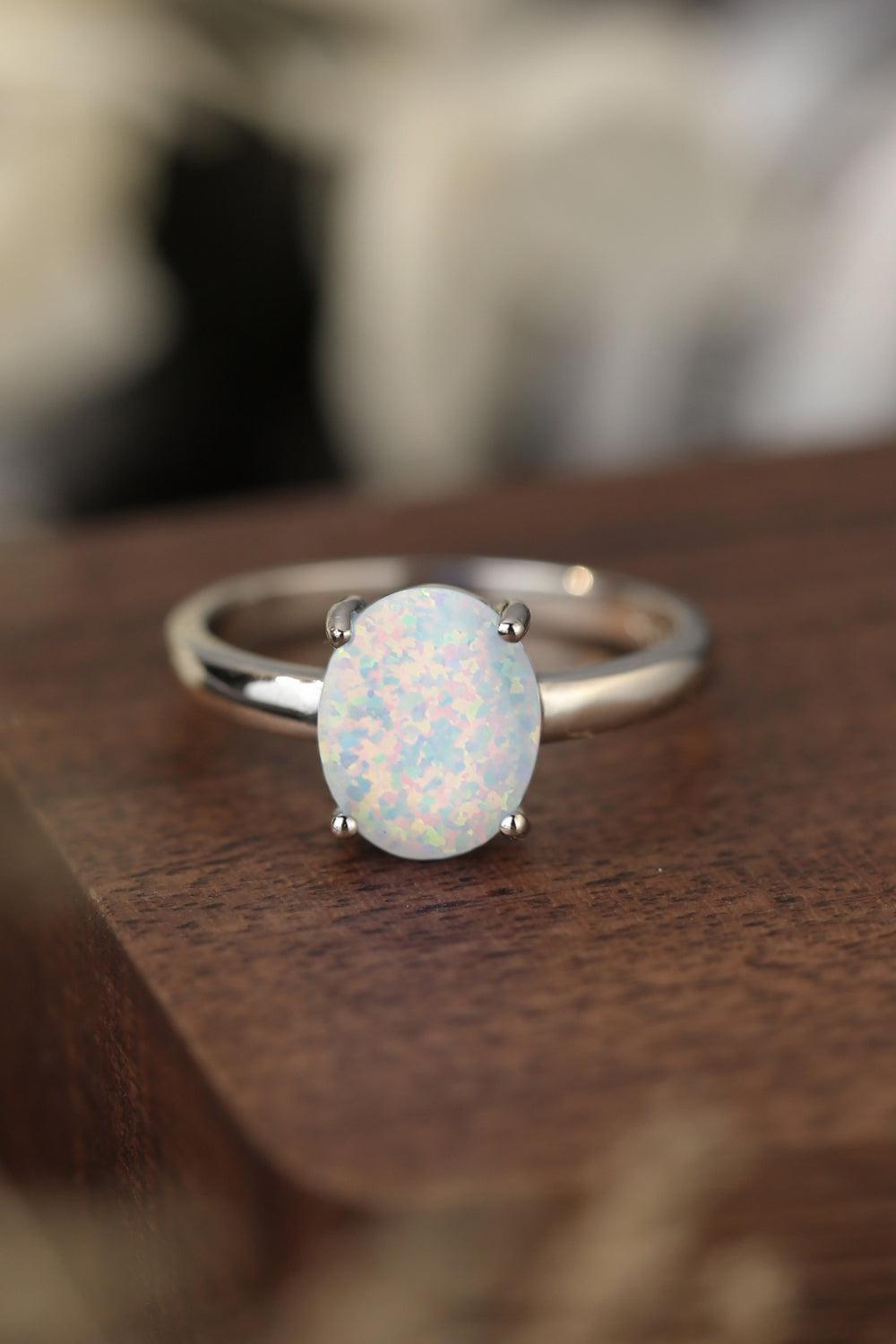 925 Sterling Silver Opal Solitaire Ring BLUE ZONE PLANET