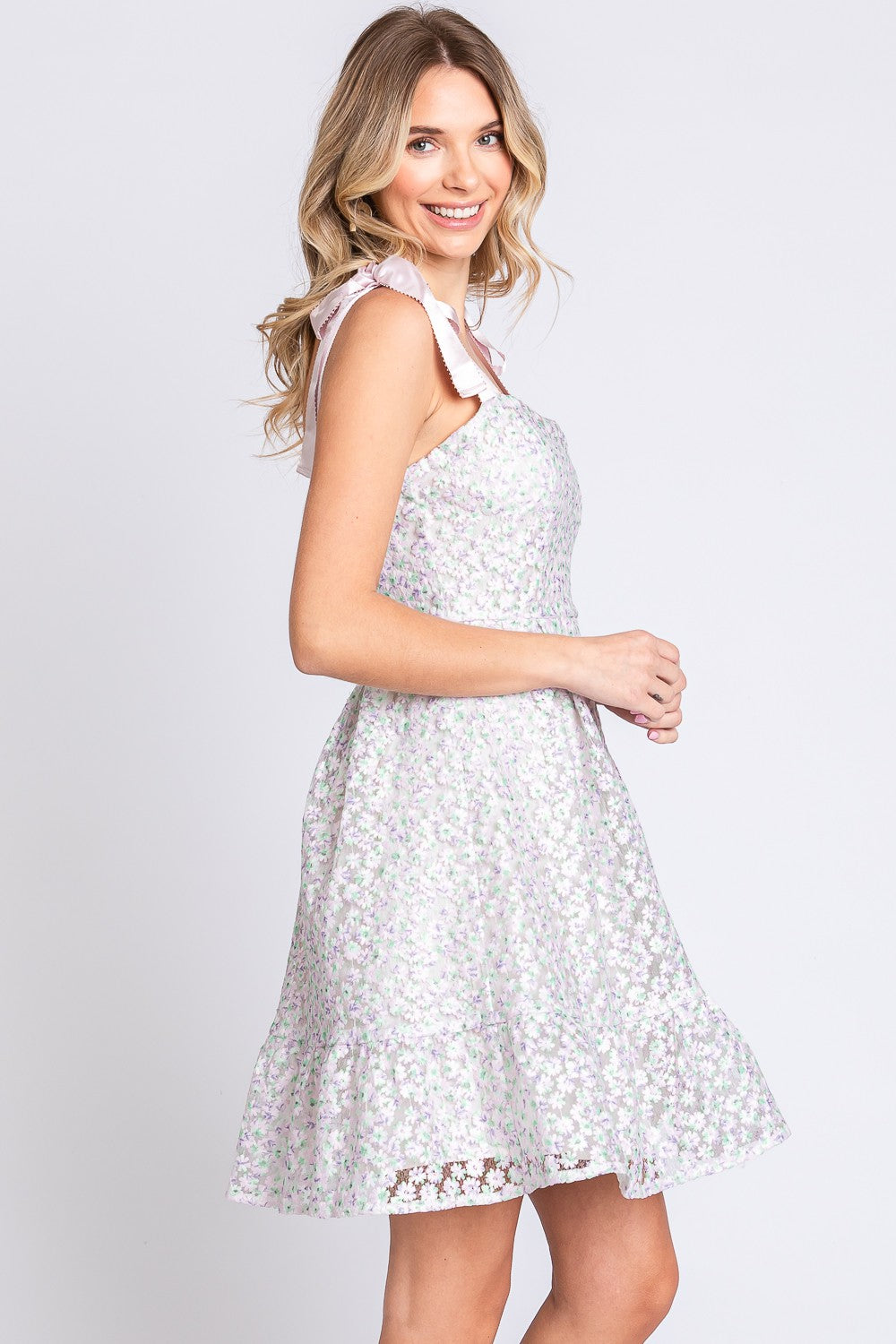 Blue Zone Planet | GeeGee Mesh Floral Embroidered Sleeveless Dress BLUE ZONE PLANET