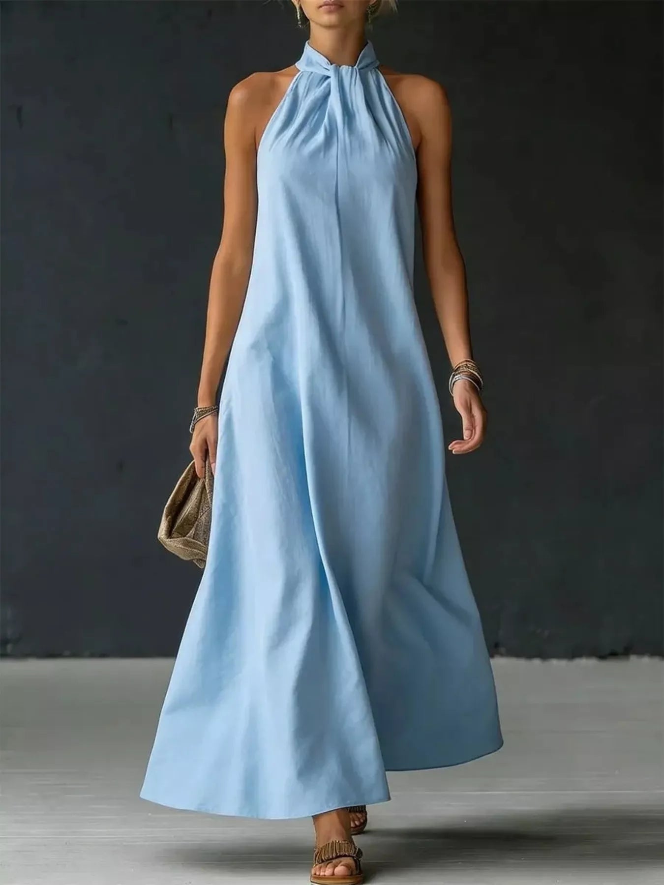 Full Size Halter Neck Maxi Dress Plus Size – Blue Zone Planet