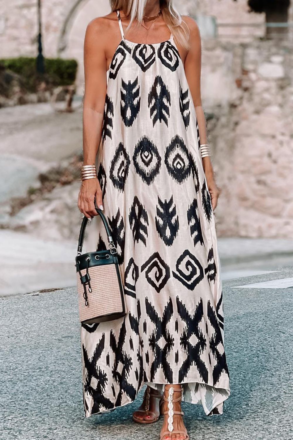 Blue Zone Planet | Printed Spaghetti Strap Cami Dress BLUE ZONE PLANET