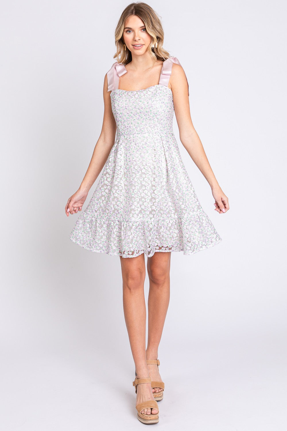 Blue Zone Planet | GeeGee Mesh Floral Embroidered Sleeveless Dress BLUE ZONE PLANET