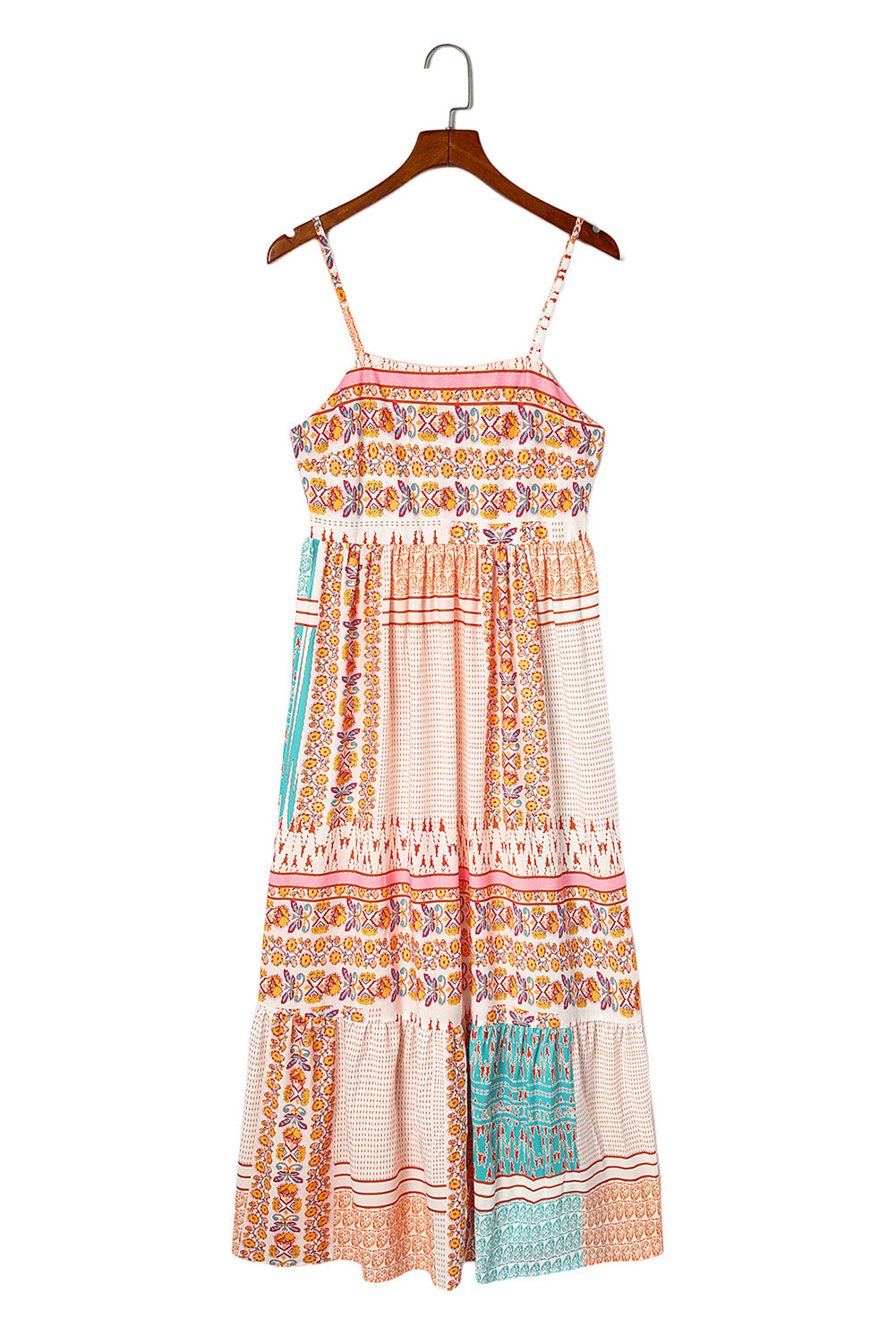 Anna's Multicolor Boho Patchwork Print Square Neck Sundress Blue Zone Planet