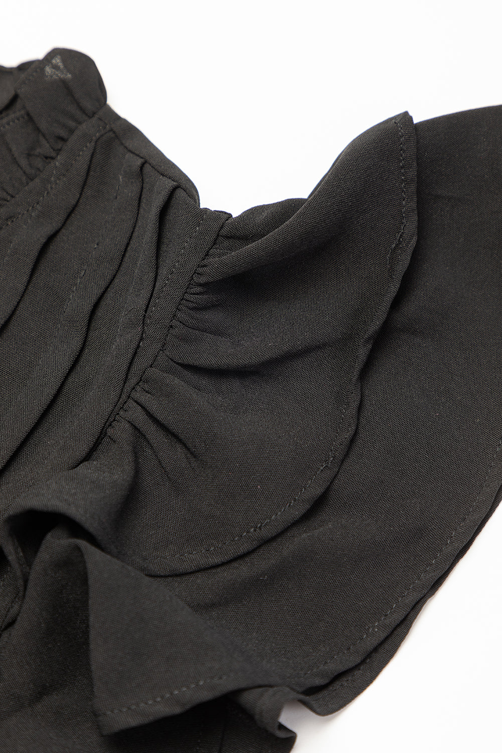 Blue Zone Planet | Black Ruffle Sleeve V Neck Frilled Shift Dress Blue Zone Planet