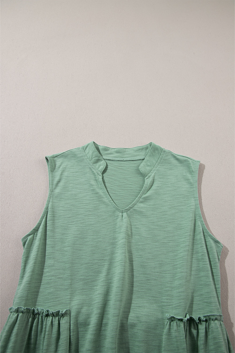 Blue Zone Planet | Moonlight Jade Split V Neck Tiered Flowy Sleeveless Dress Blue Zone Planet