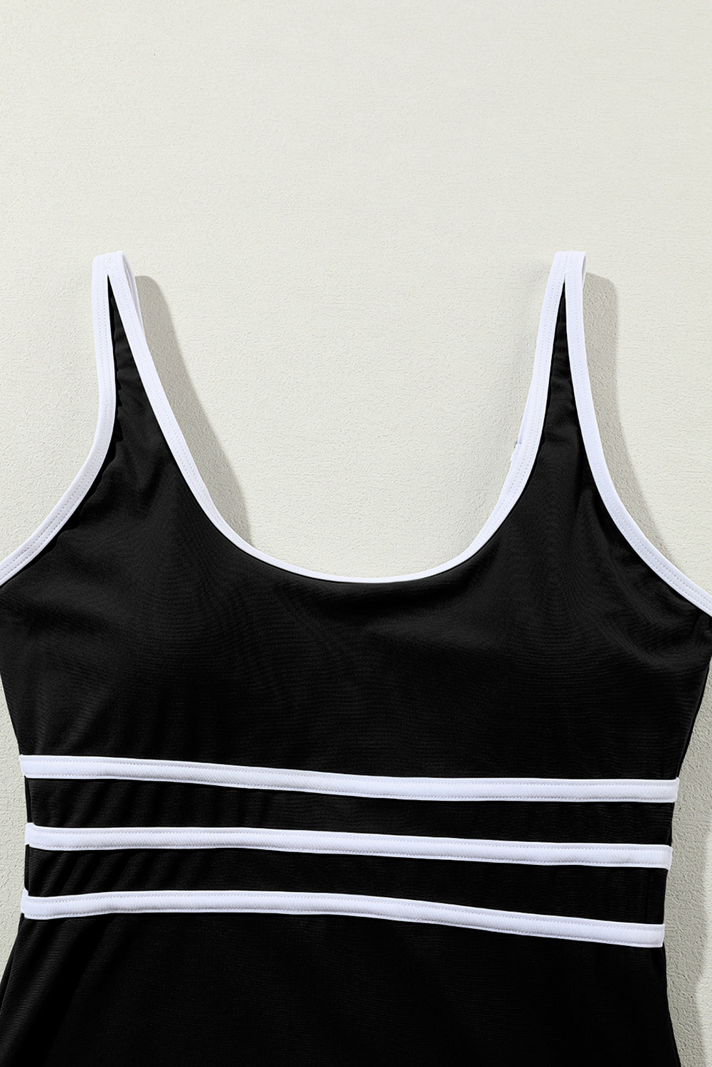 Blue Zone Planet | Black Contrast Trim Colorblock U Neck One Piece Swimwear Blue Zone Planet