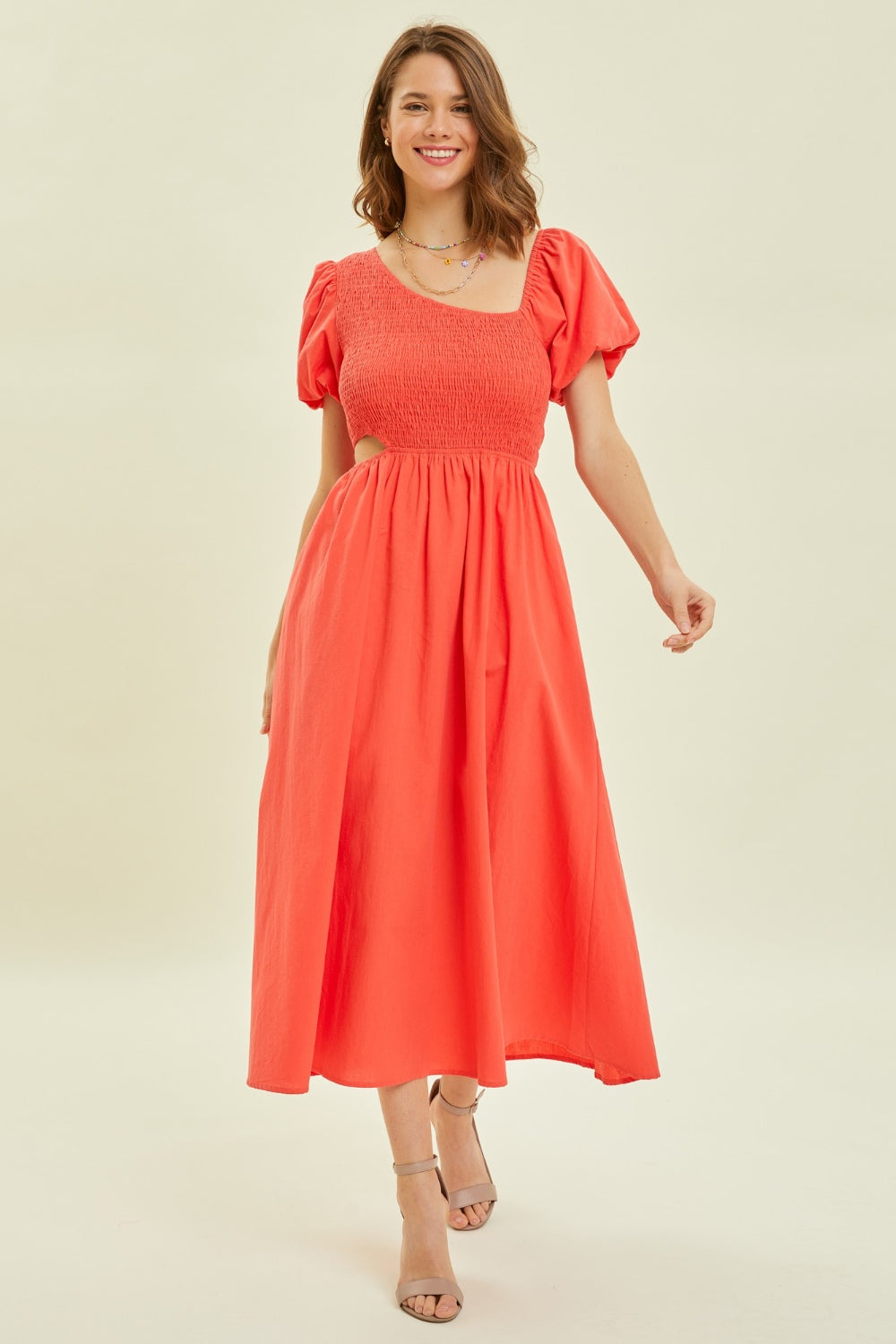 HEYSON Ivy's Smocked Cutout Midi Dress BLUE ZONE PLANET