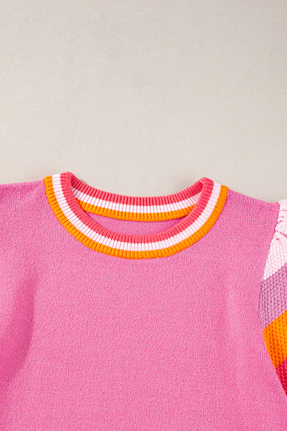 Carrot Contrast Flutter Sleeves Knitted Sweater T Shirt Blue Zone Planet