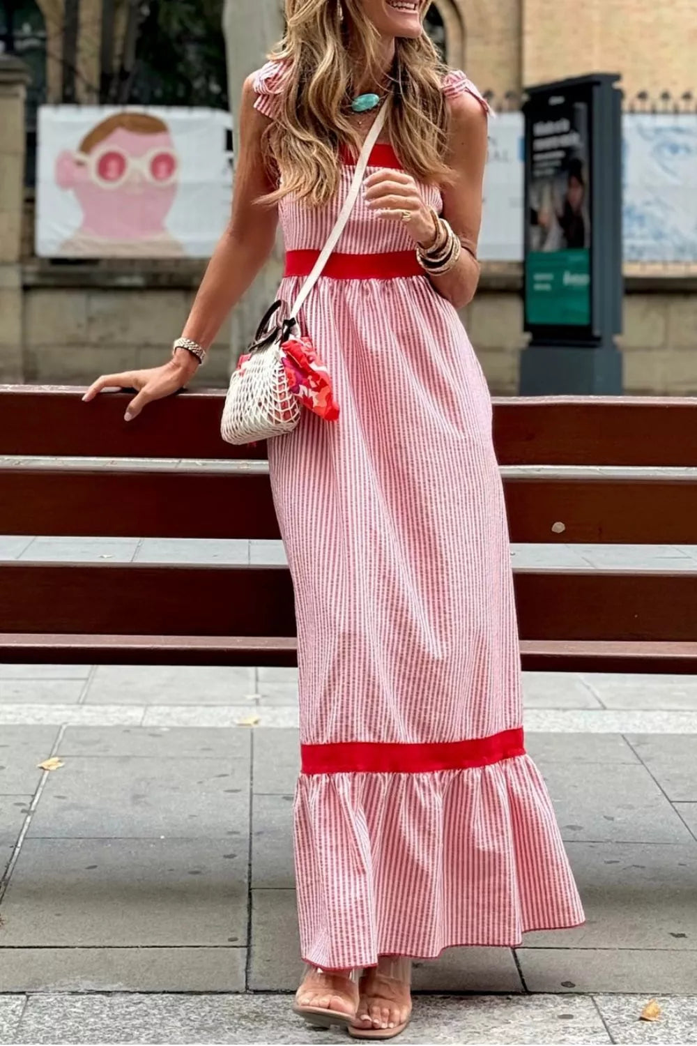 La Dolce Vita Striped High Waist Maxi Dress