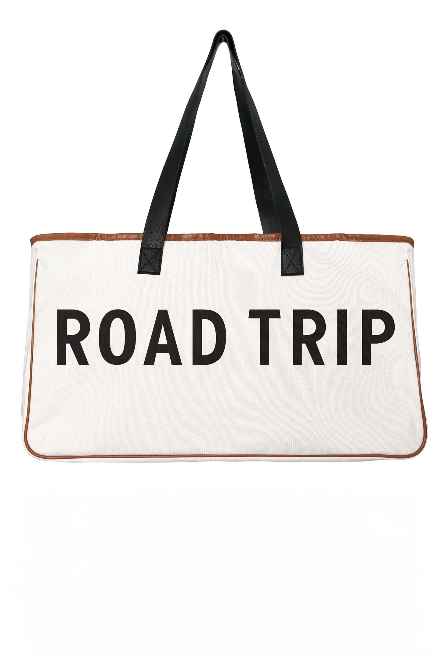 White Canvas Road Trip Tote Bag 50x15x30cm Summer Travel Carryall