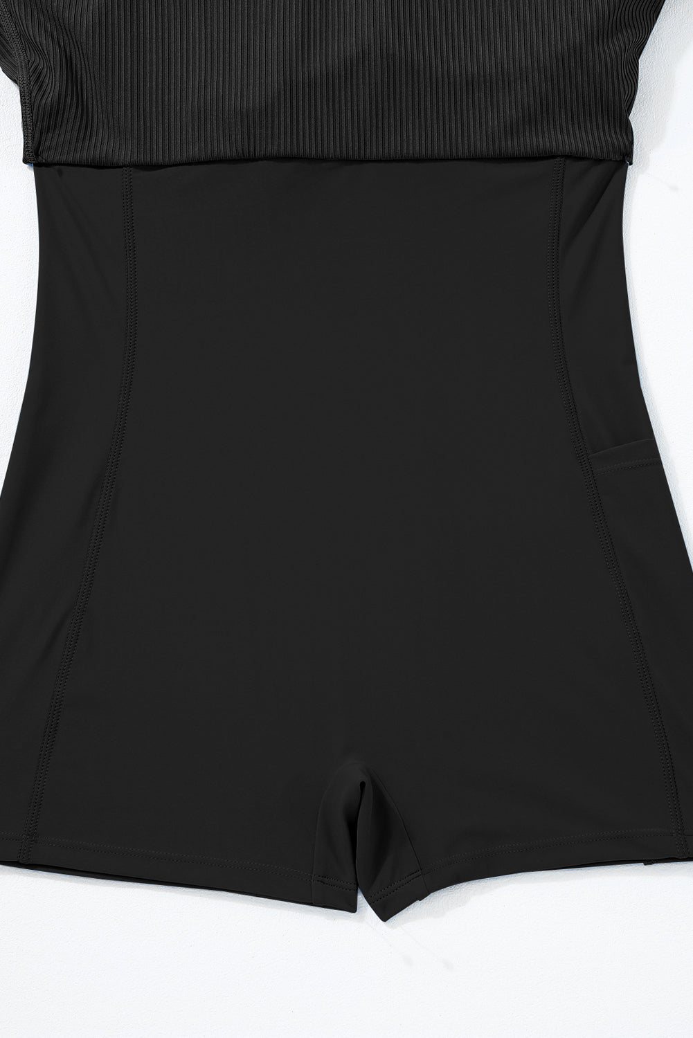 Blue Zone Planet | Black Sporty Ribbed Spaghetti Straps One Piece Swimdress Blue Zone Planet