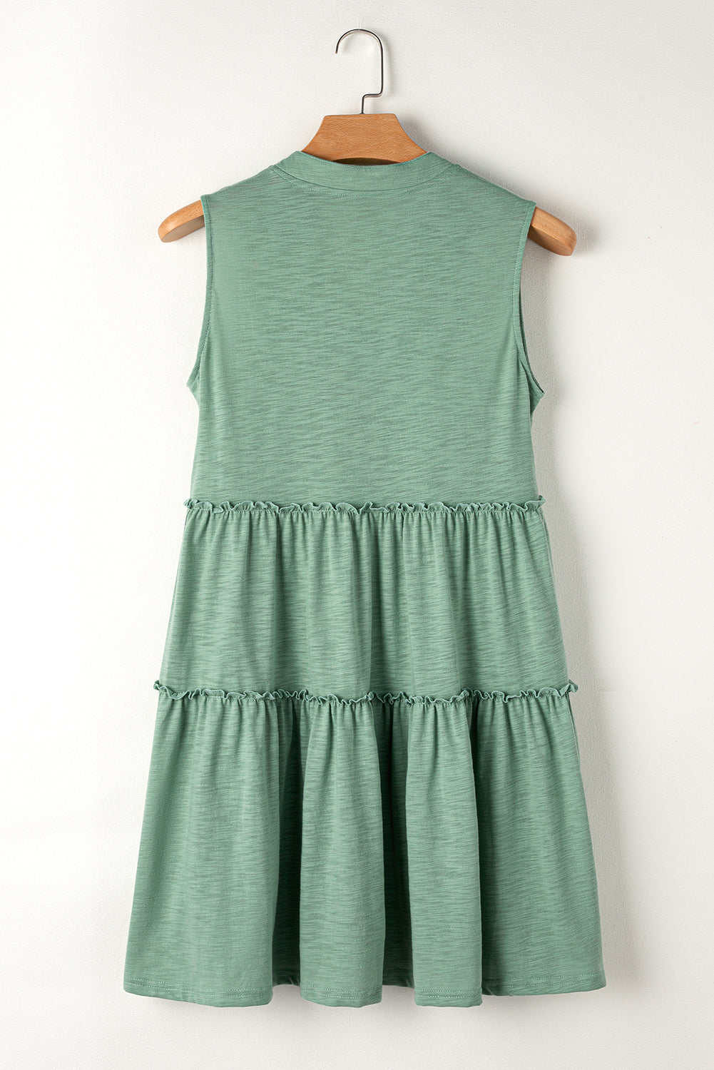 Blue Zone Planet | Moonlight Jade Split V Neck Tiered Flowy Sleeveless Dress Blue Zone Planet