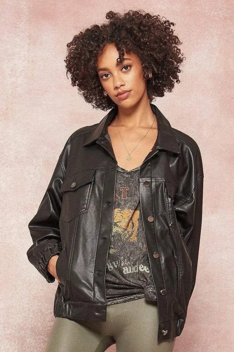 A Faux Leather Jacket Blue Zone Planet