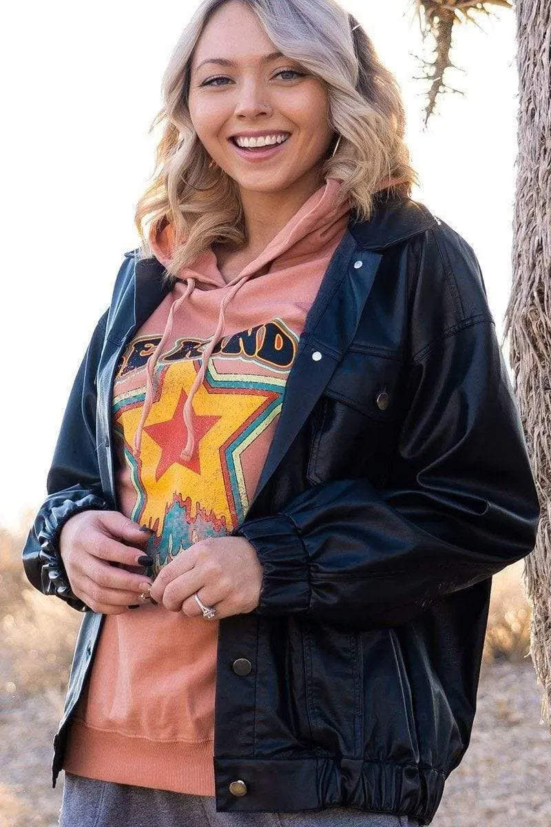 A Faux Leather Jacket Blue Zone Planet