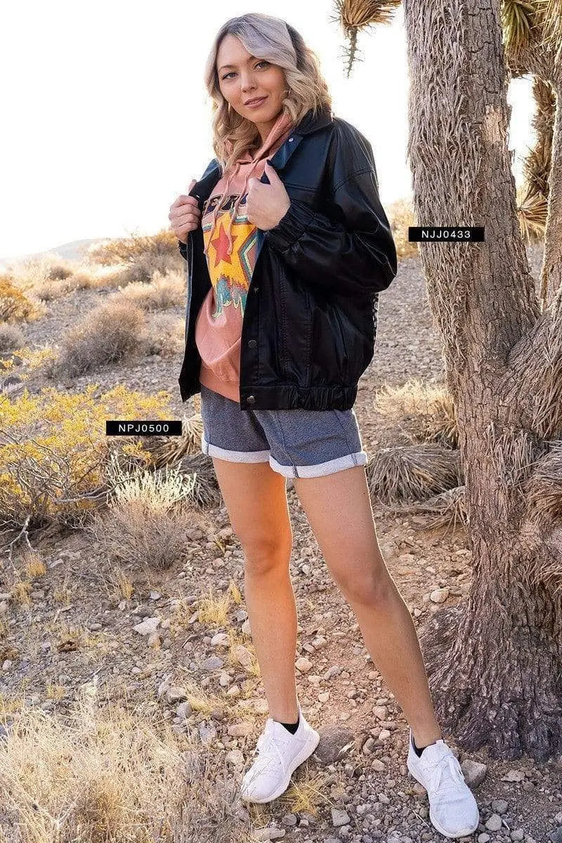 A Faux Leather Jacket Blue Zone Planet