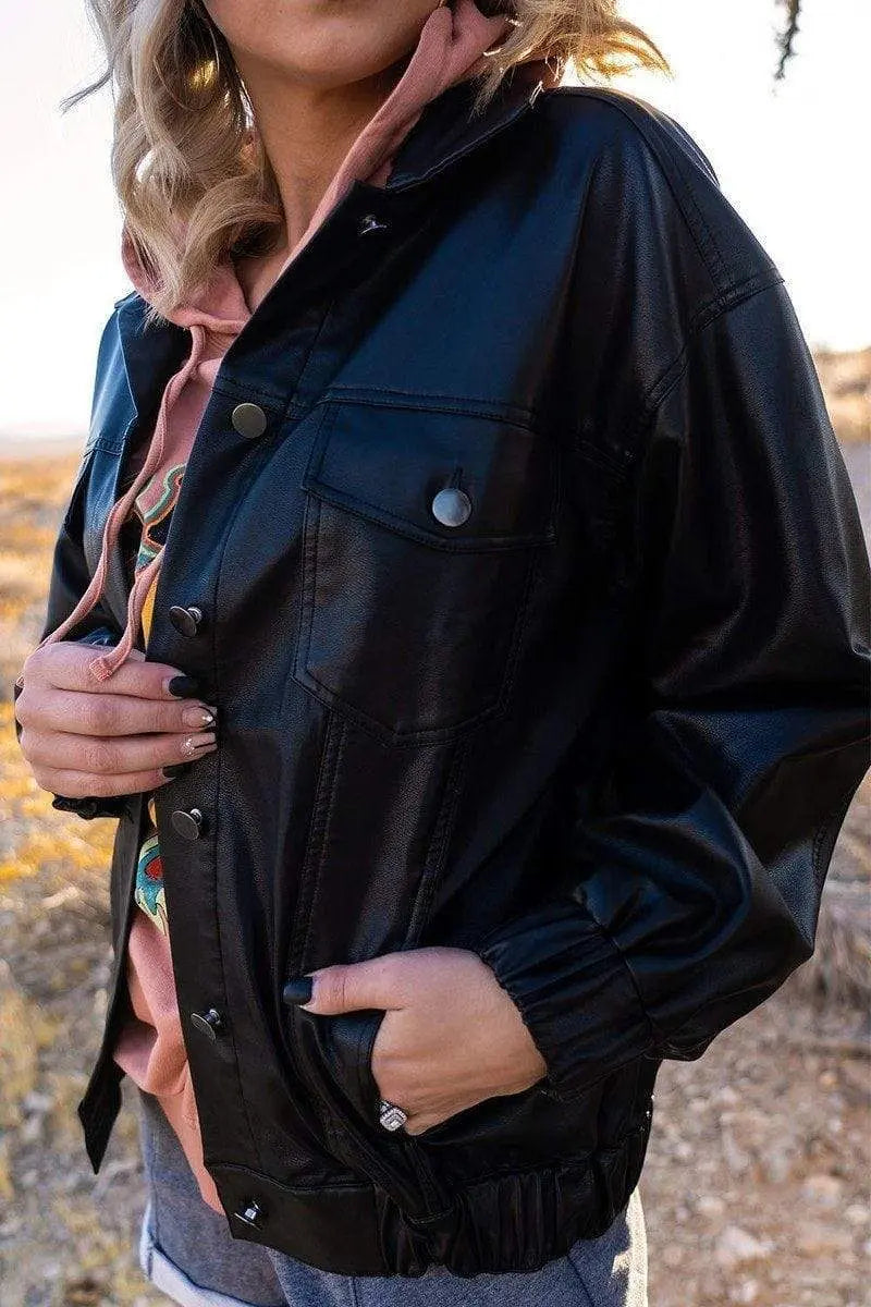 A Faux Leather Jacket Blue Zone Planet