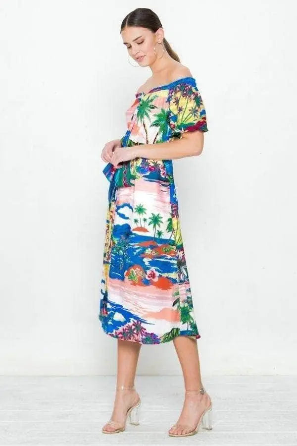 A Printed Woven Dress Blue Zone Planet