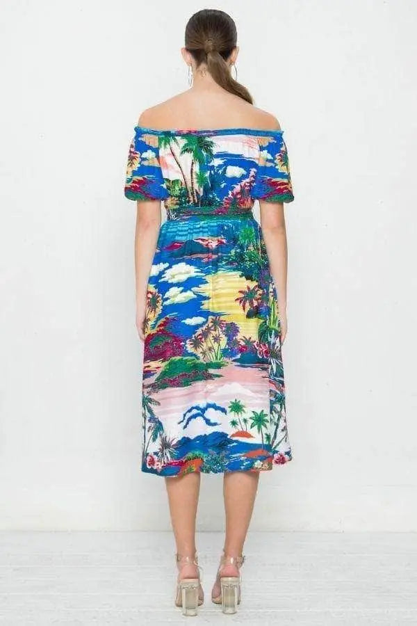 A Printed Woven Dress Blue Zone Planet