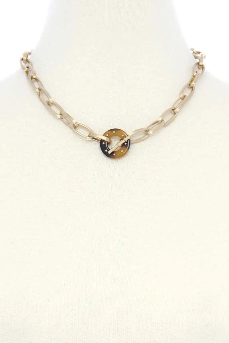 Acetate Ring Oval Link Toggle Clasp Necklace Blue Zone Planet