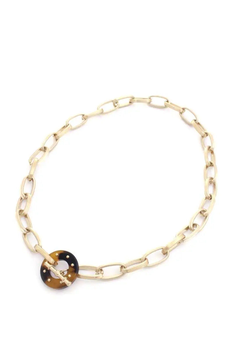 Acetate Ring Oval Link Toggle Clasp Necklace Blue Zone Planet