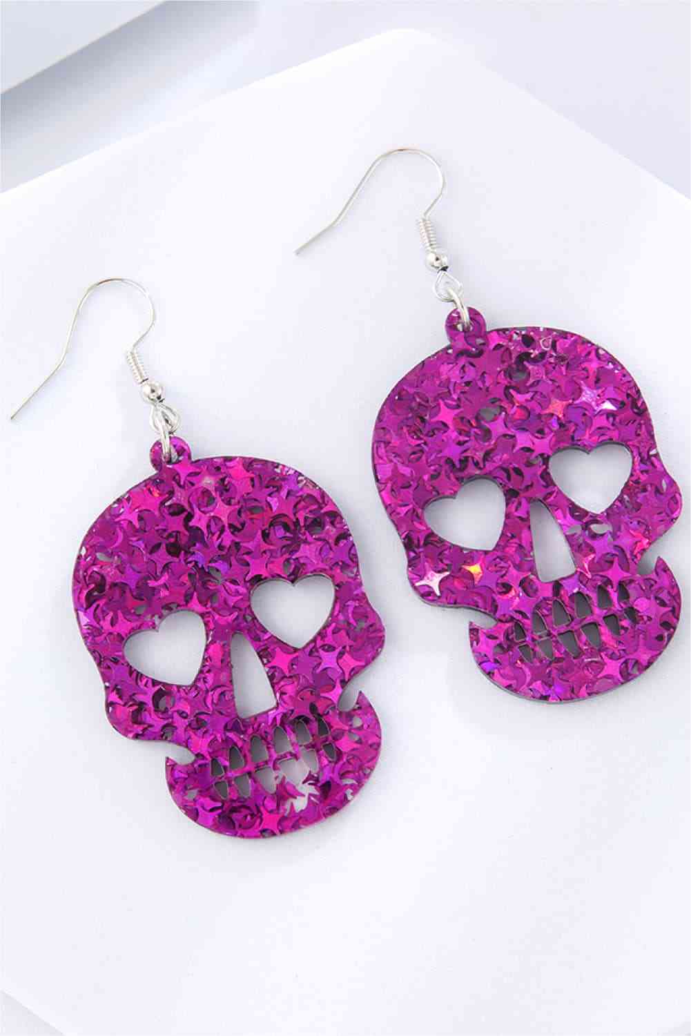 Acrylic Skull Drop Earrings BLUE ZONE PLANET