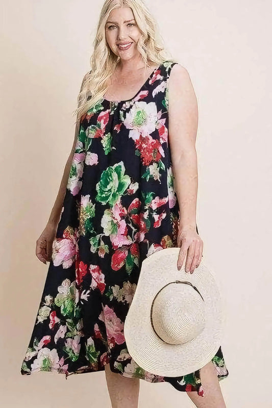 Alice Floral Bulgari Tank Midi Dress Blue Zone Planet