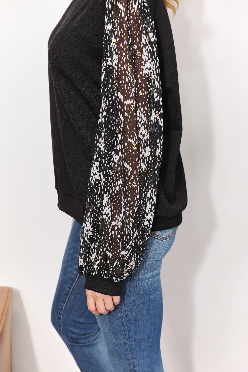 And The Why Full Size Foil Printed Sleeve Top BLUE ZONE PLANET