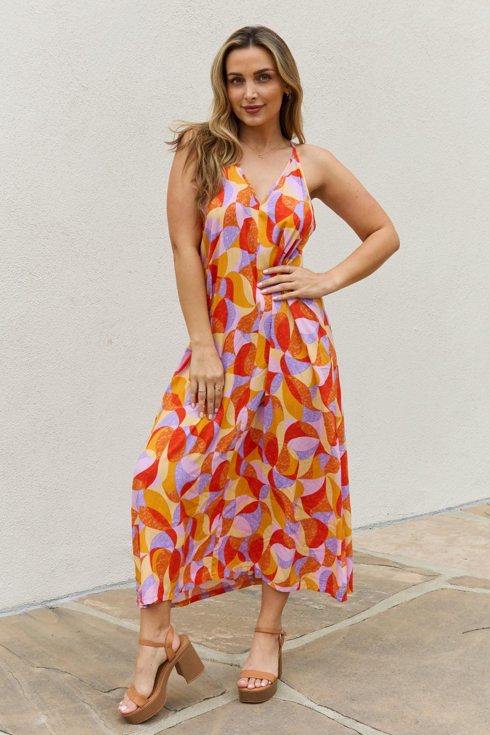 And The Why Full Size Printed Sleeveless Maxi A-Line Dress BLUE ZONE PLANET