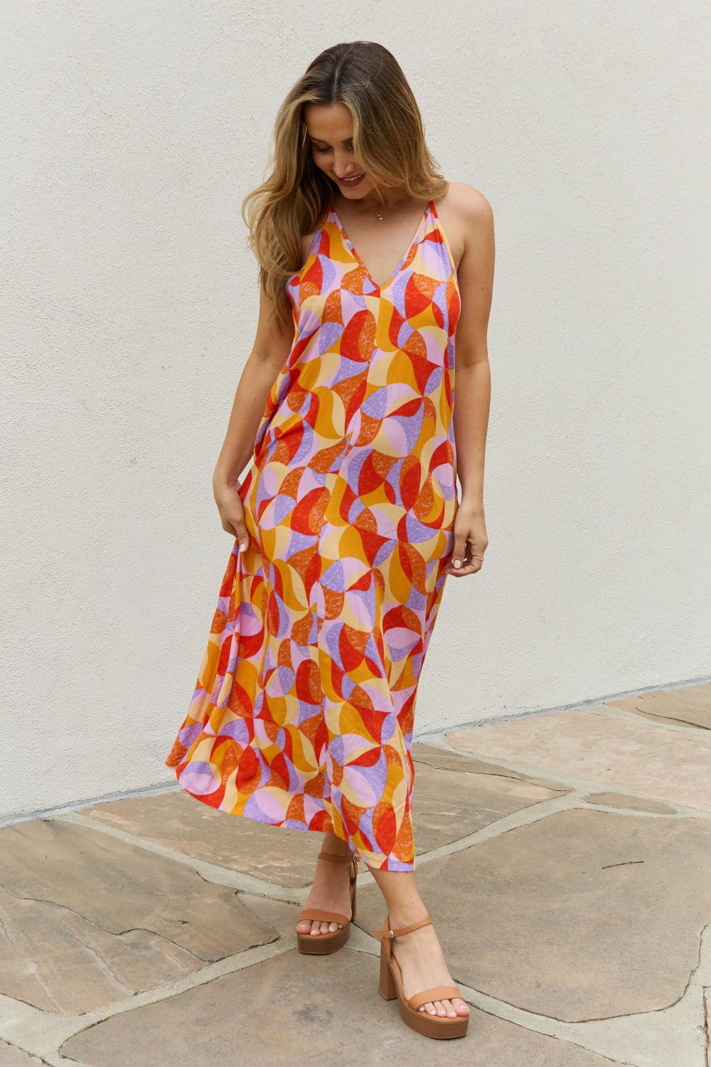 And The Why Full Size Printed Sleeveless Maxi A-Line Dress BLUE ZONE PLANET