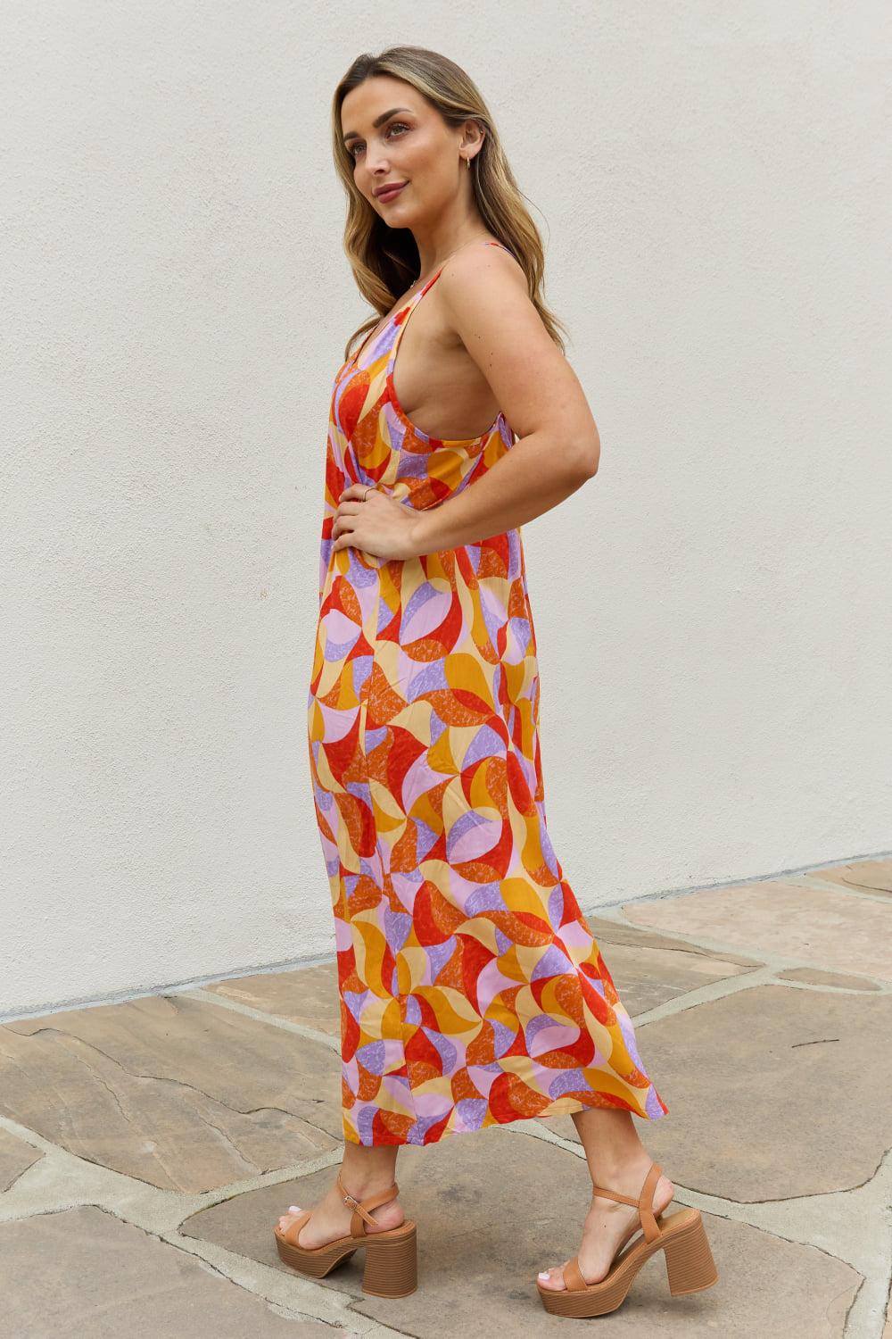 And The Why Full Size Printed Sleeveless Maxi A-Line Dress BLUE ZONE PLANET