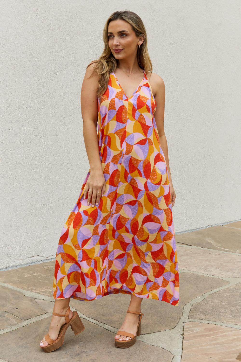 And The Why Full Size Printed Sleeveless Maxi A-Line Dress BLUE ZONE PLANET