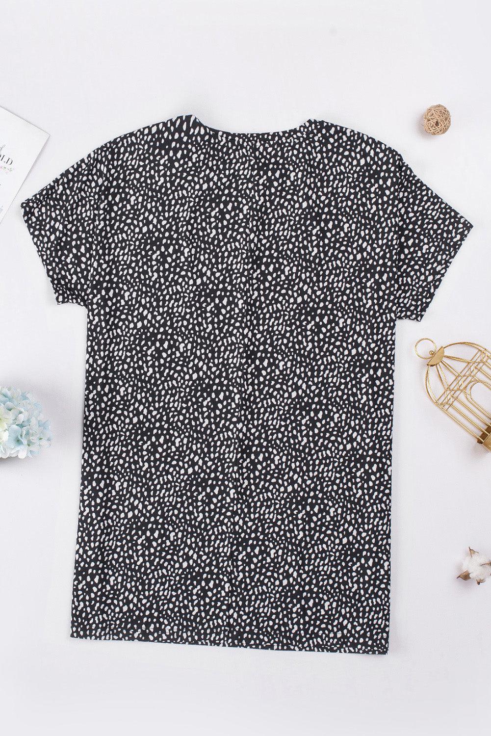 Animal Print Round Neck Tunic Tee with Pockets BLUE ZONE PLANET