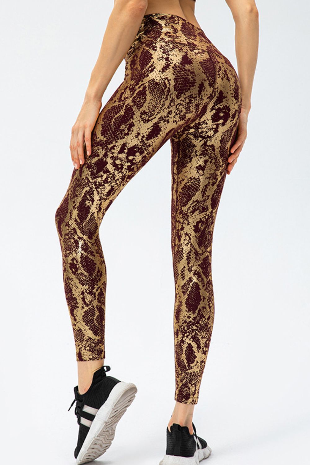 Animal Print Slim Fit Wide Waistband Long Sports Pants BLUE ZONE PLANET