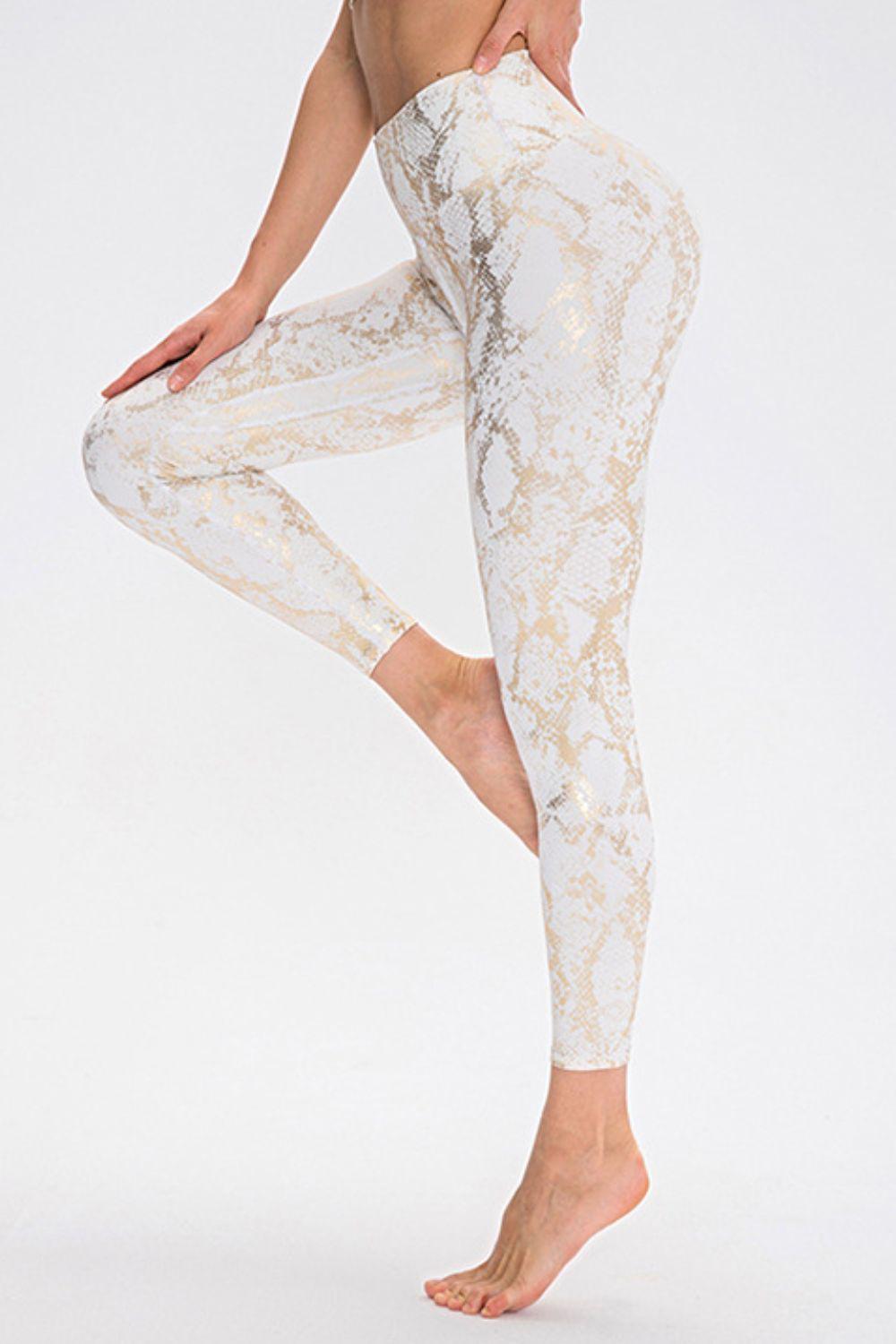 Animal Print Slim Fit Wide Waistband Long Sports Pants BLUE ZONE PLANET