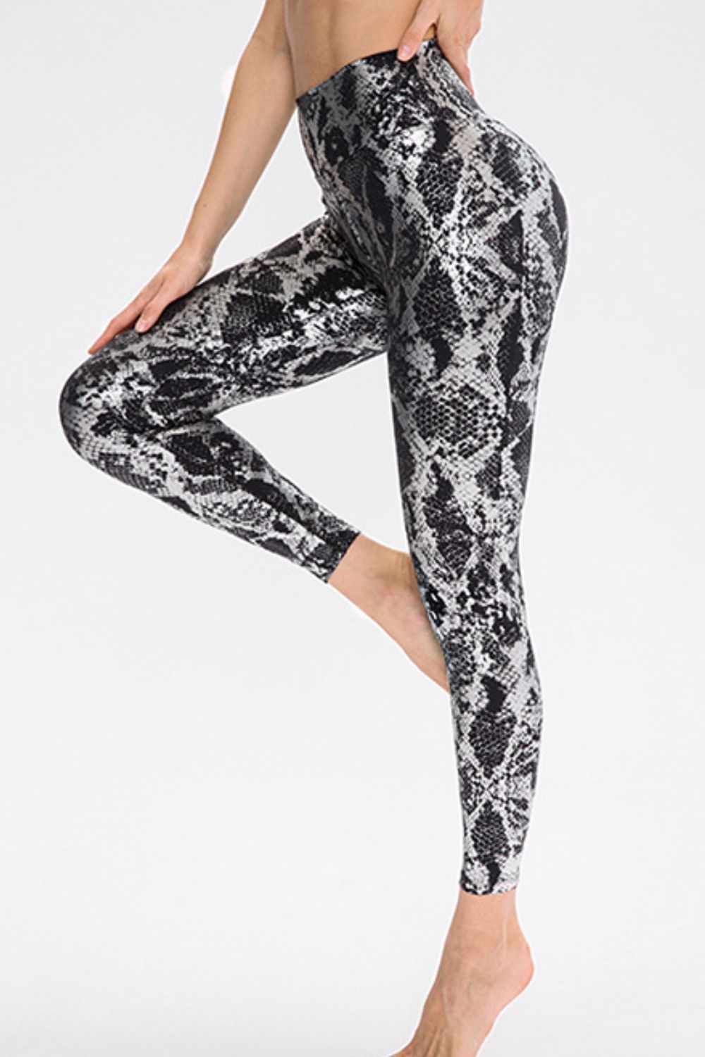 Animal Print Slim Fit Wide Waistband Long Sports Pants BLUE ZONE PLANET
