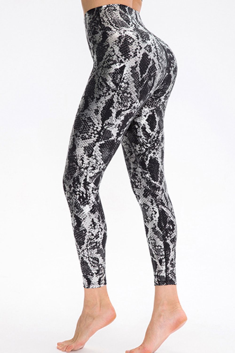 Animal Print Slim Fit Wide Waistband Long Sports Pants BLUE ZONE PLANET