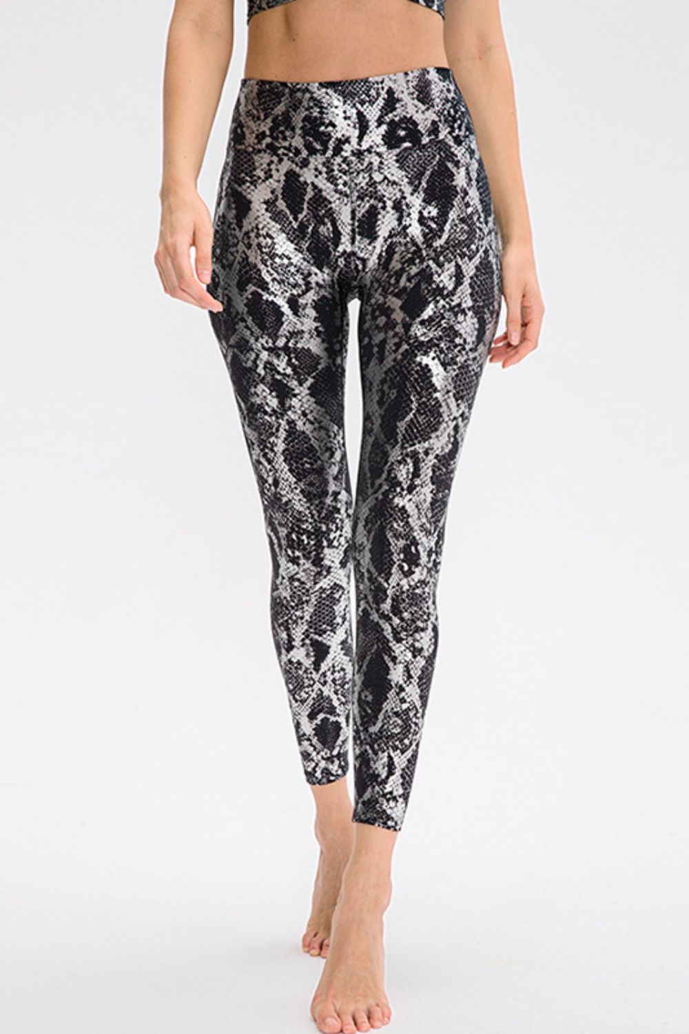 Animal Print Slim Fit Wide Waistband Long Sports Pants BLUE ZONE PLANET