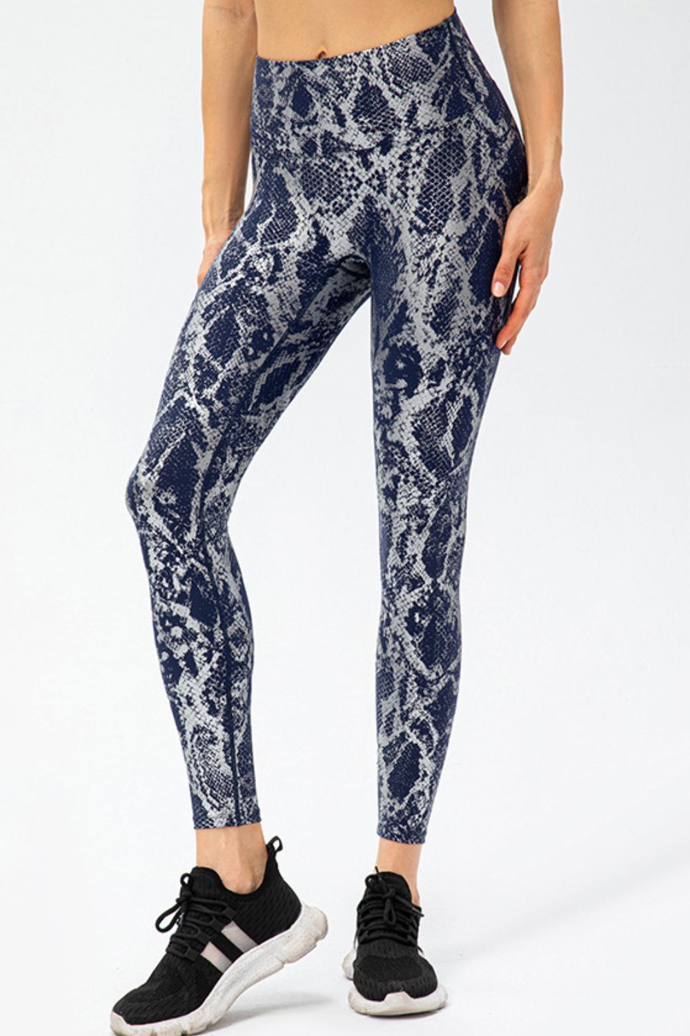 Animal Print Slim Fit Wide Waistband Long Sports Pants BLUE ZONE PLANET