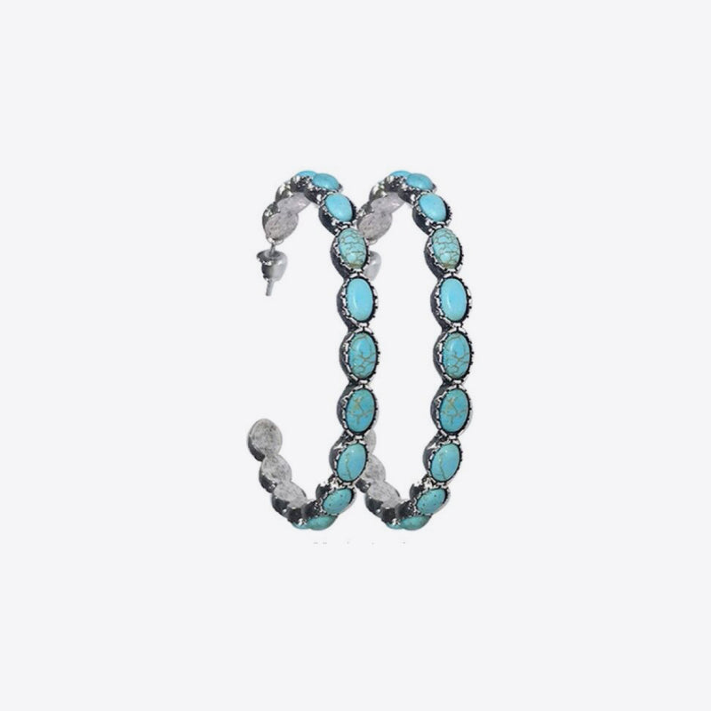 Artificial Turquoise C-Hoop Earrings BLUE ZONE PLANET
