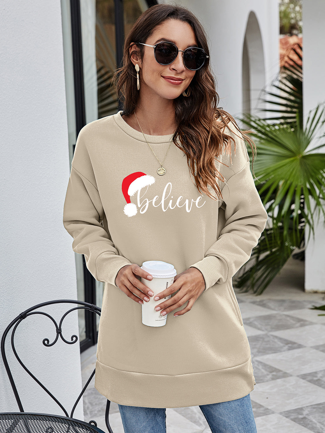 BELIEVE Graphic Tunic Sweatshirt BLUE ZONE PLANET