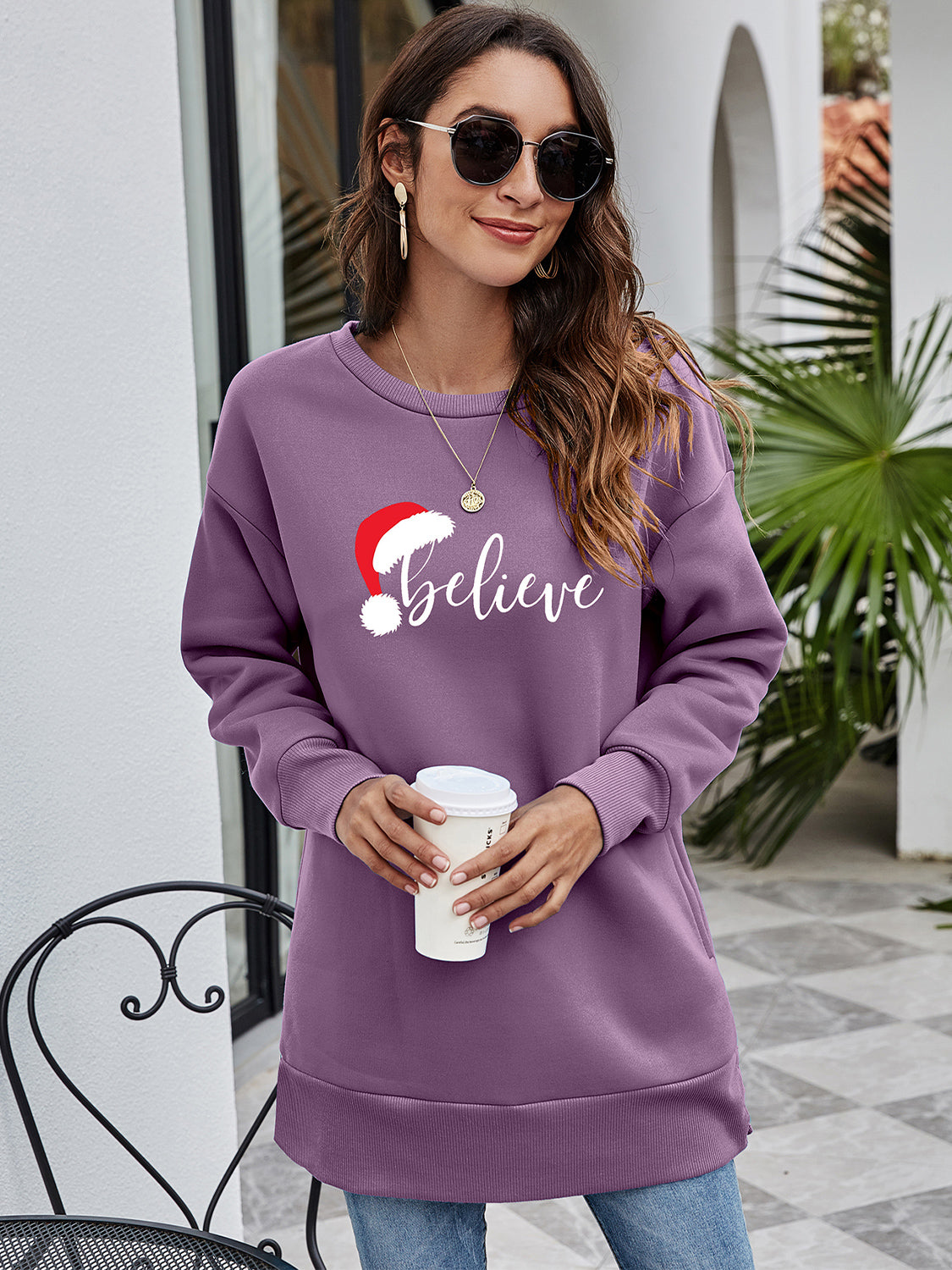 BELIEVE Graphic Tunic Sweatshirt BLUE ZONE PLANET