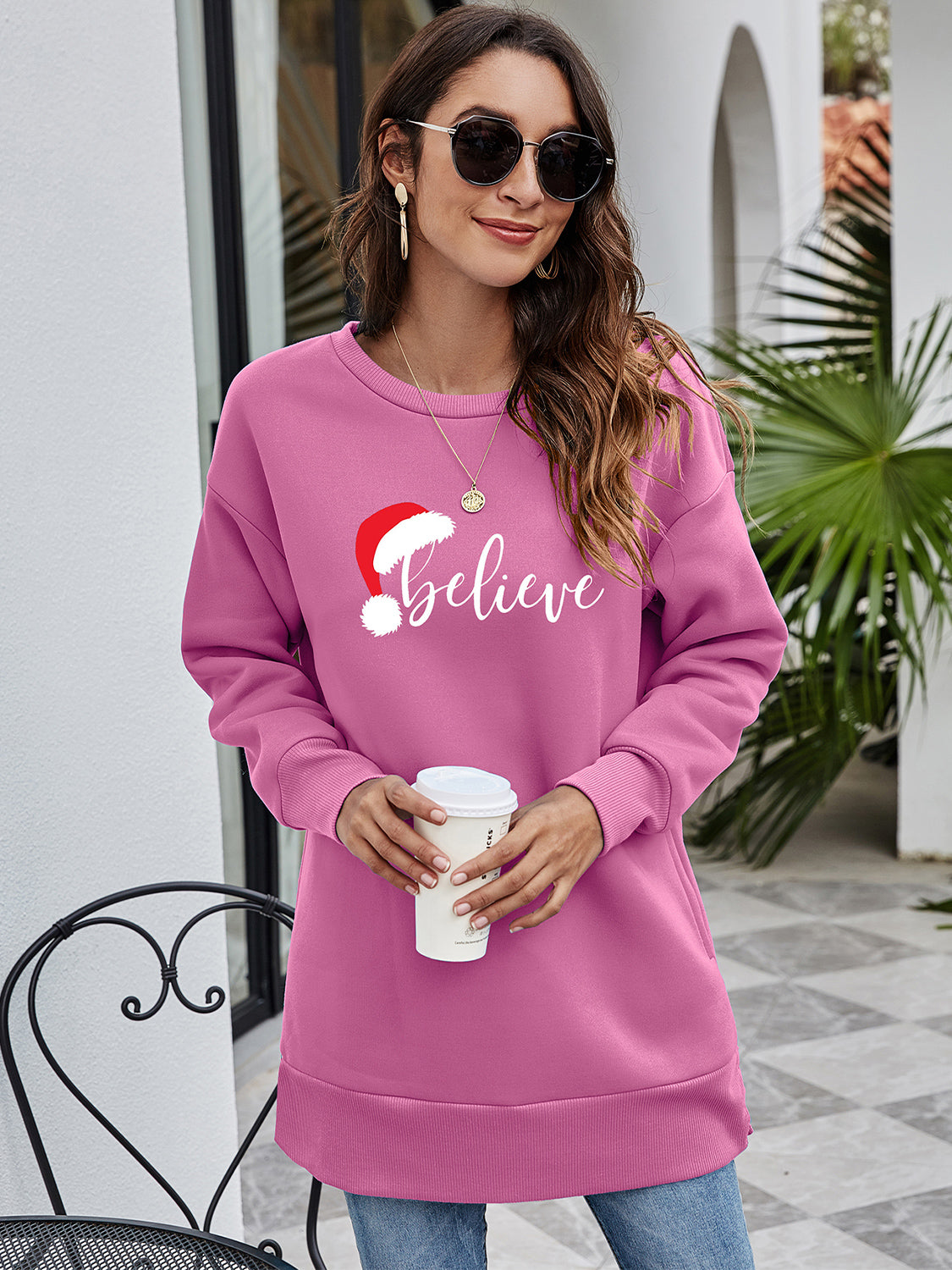 BELIEVE Graphic Tunic Sweatshirt BLUE ZONE PLANET
