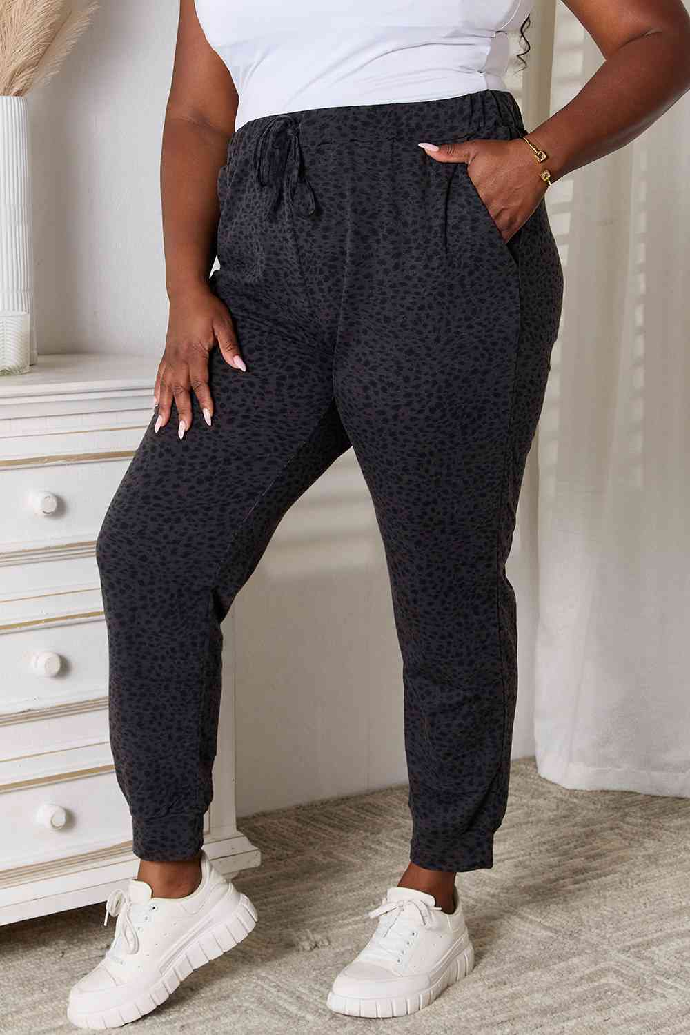 Basic Bae Leopard Print Joggers with Pockets BLUE ZONE PLANET
