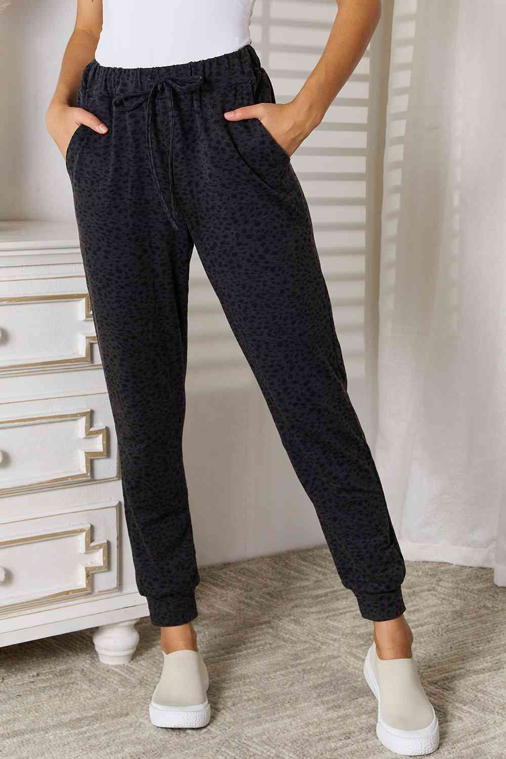 Basic Bae Leopard Print Joggers with Pockets BLUE ZONE PLANET